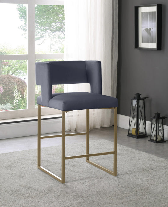 Caleb Grey Velvet Counter Stool