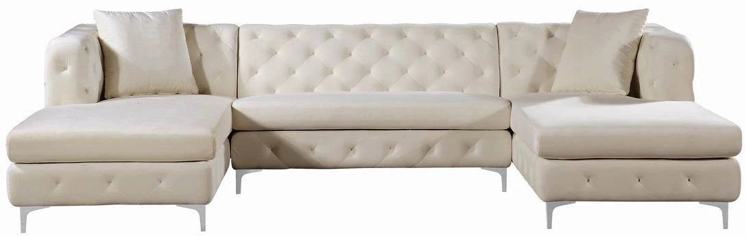 Gail Cream Velvet 3pc. Sectional