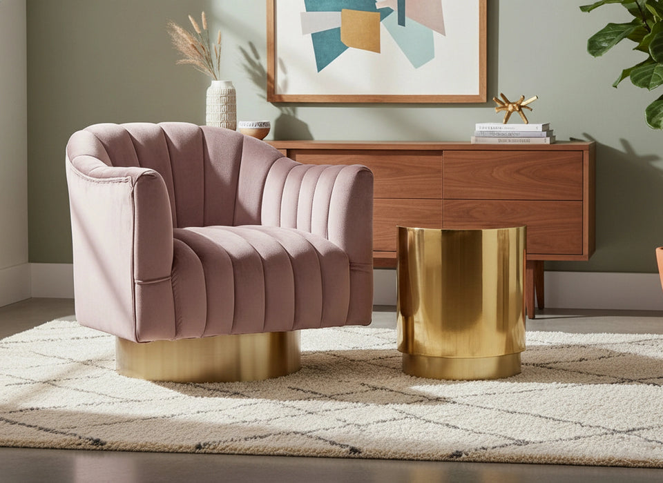 Farrah Pink Velvet Accent Chair
