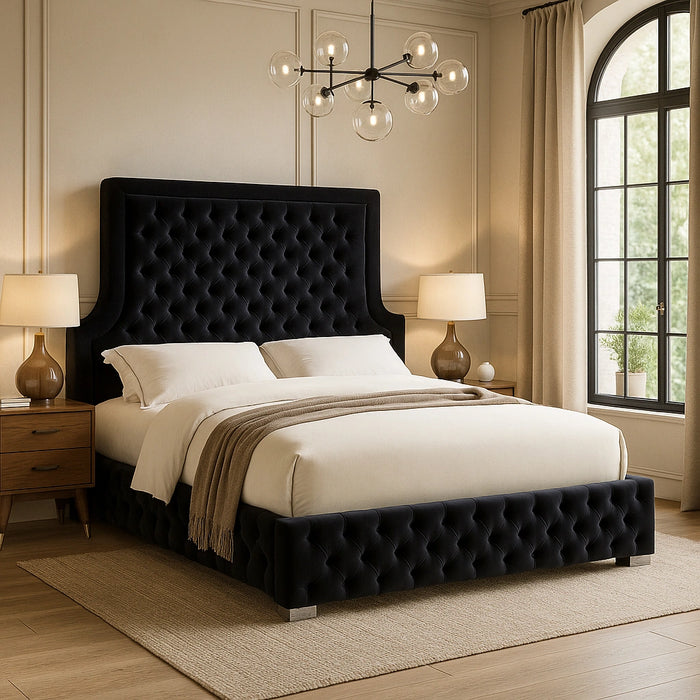 Sedona Black Velvet Queen Bed
