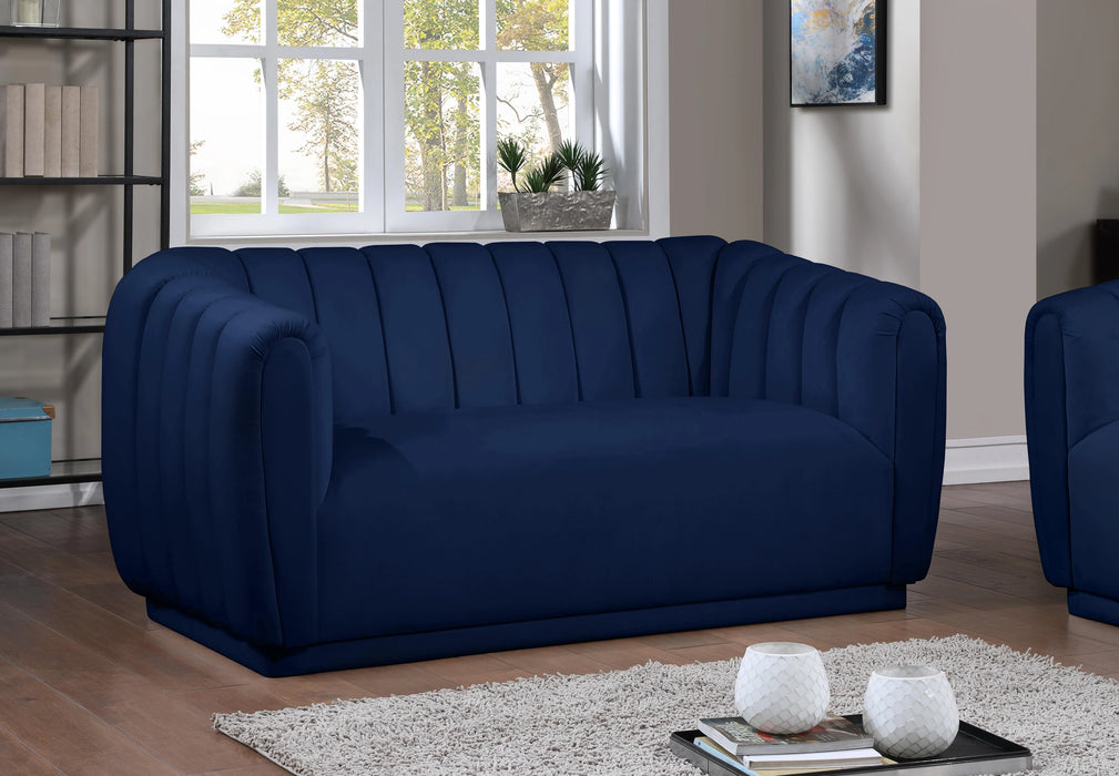 Dixie Navy Velvet Loveseat