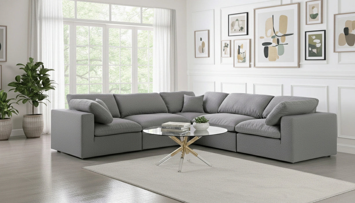 Serene Grey Linen Fabric Deluxe Cloud Modular Sectional