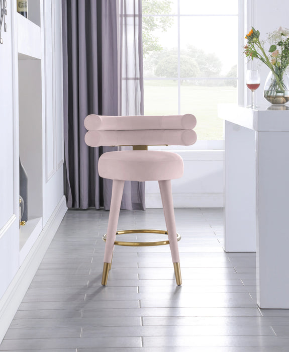 Fitzroy Pink Velvet Counter Stool