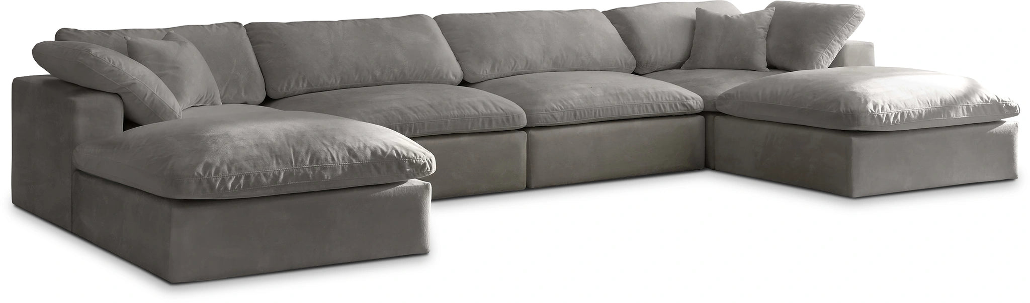 Cozy Grey Velvet Cloud Modular Sectional