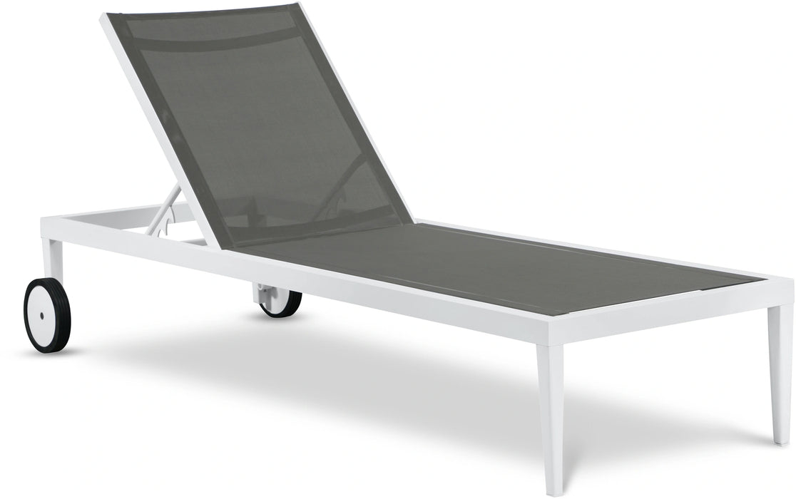 Nizuc Grey Mesh Waterproof Fabric Outdoor Patio Aluminum Mesh Chaise Lounge Chair