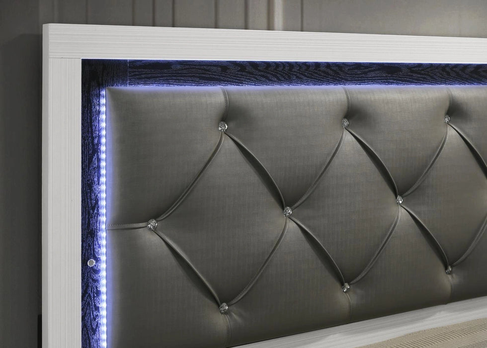 White Led Queen Bed