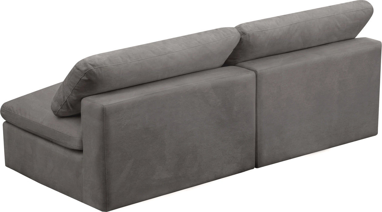 Cozy Grey Velvet Cloud Modular Armless Sofa