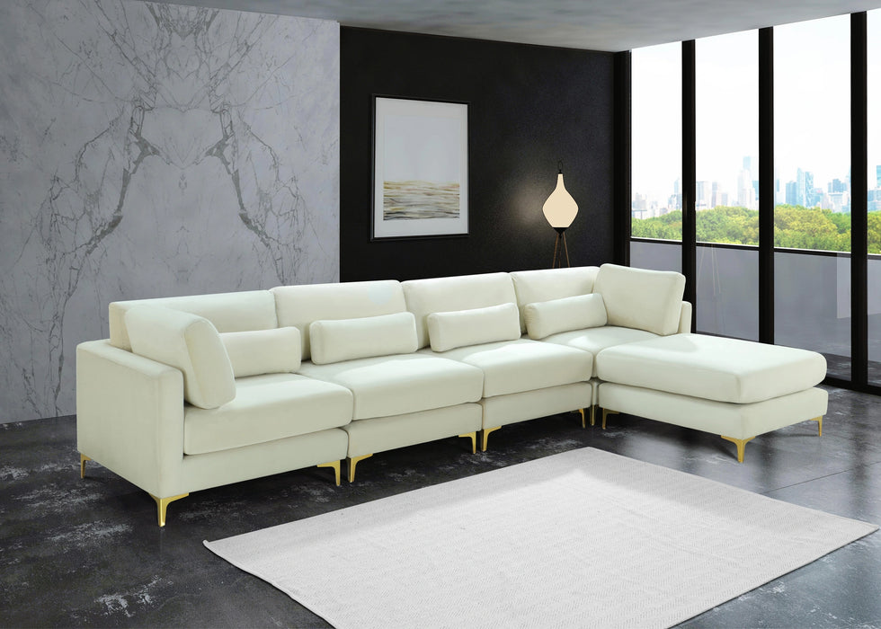 Julia Cream Velvet Modular Sectional (5 Boxes)
