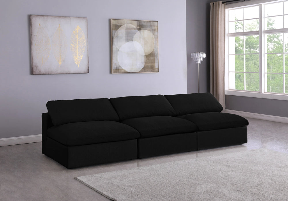 Serene Black Linen Fabric Deluxe Cloud Modular Armless Sofa