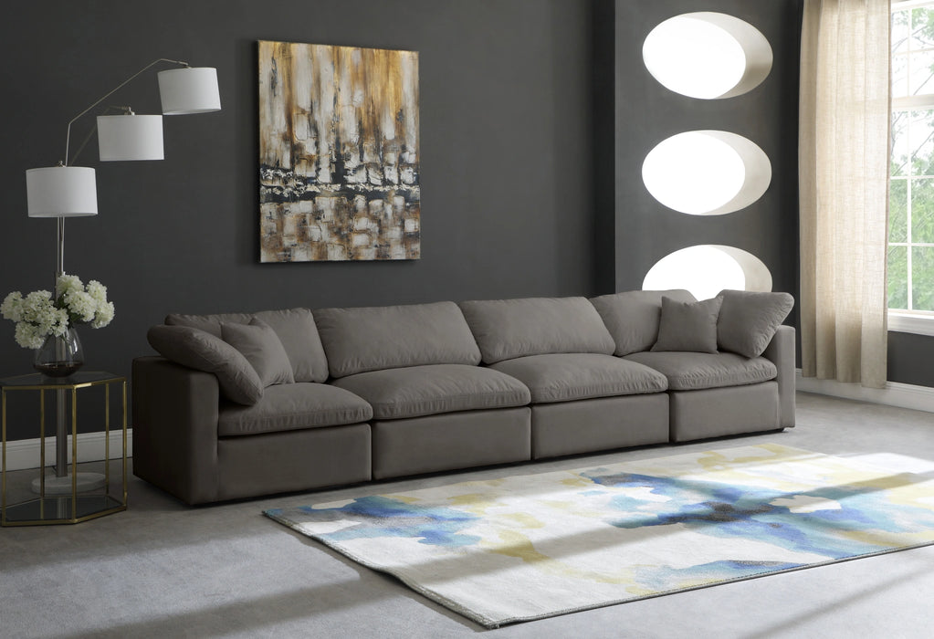 Plush Grey Velvet Standard Cloud Modular Sofa