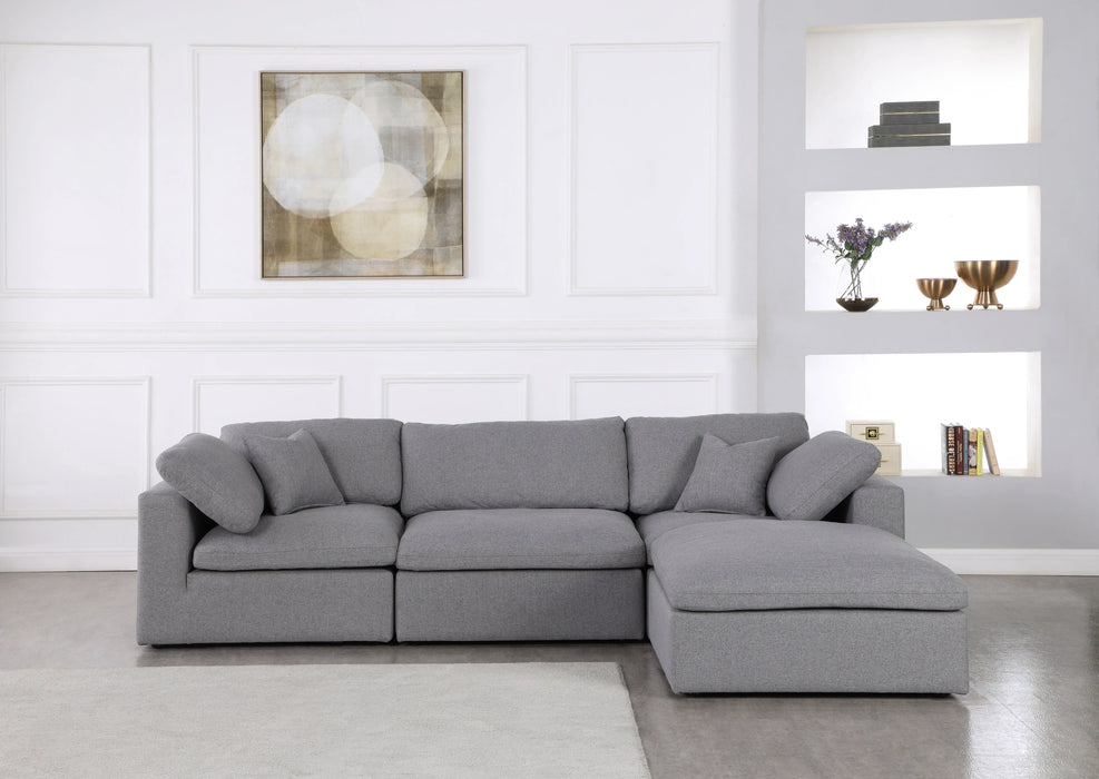 Serene Grey Linen Fabric Deluxe Cloud Modular Sectional