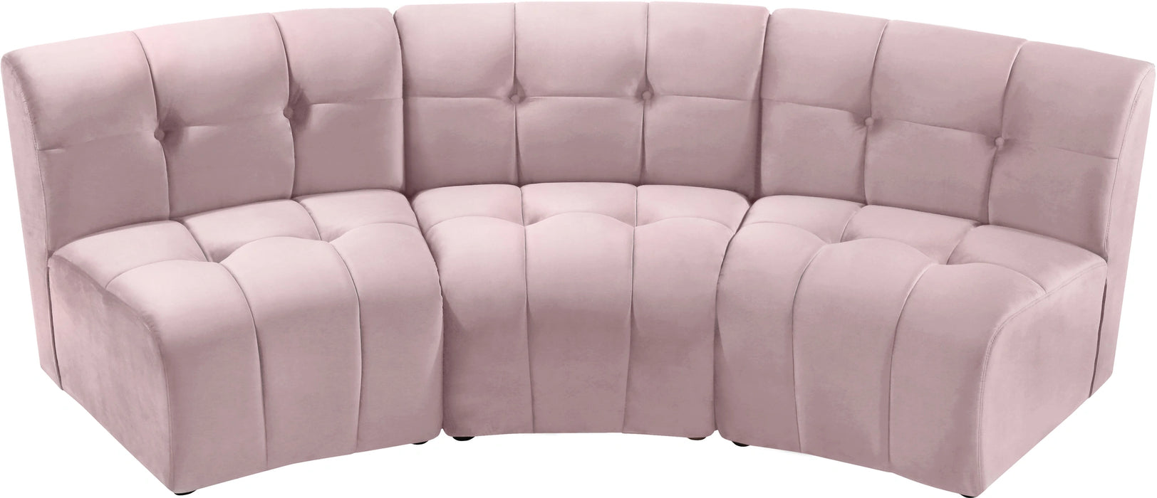 Limitless Pink Velvet 3pc. Modular Sectional