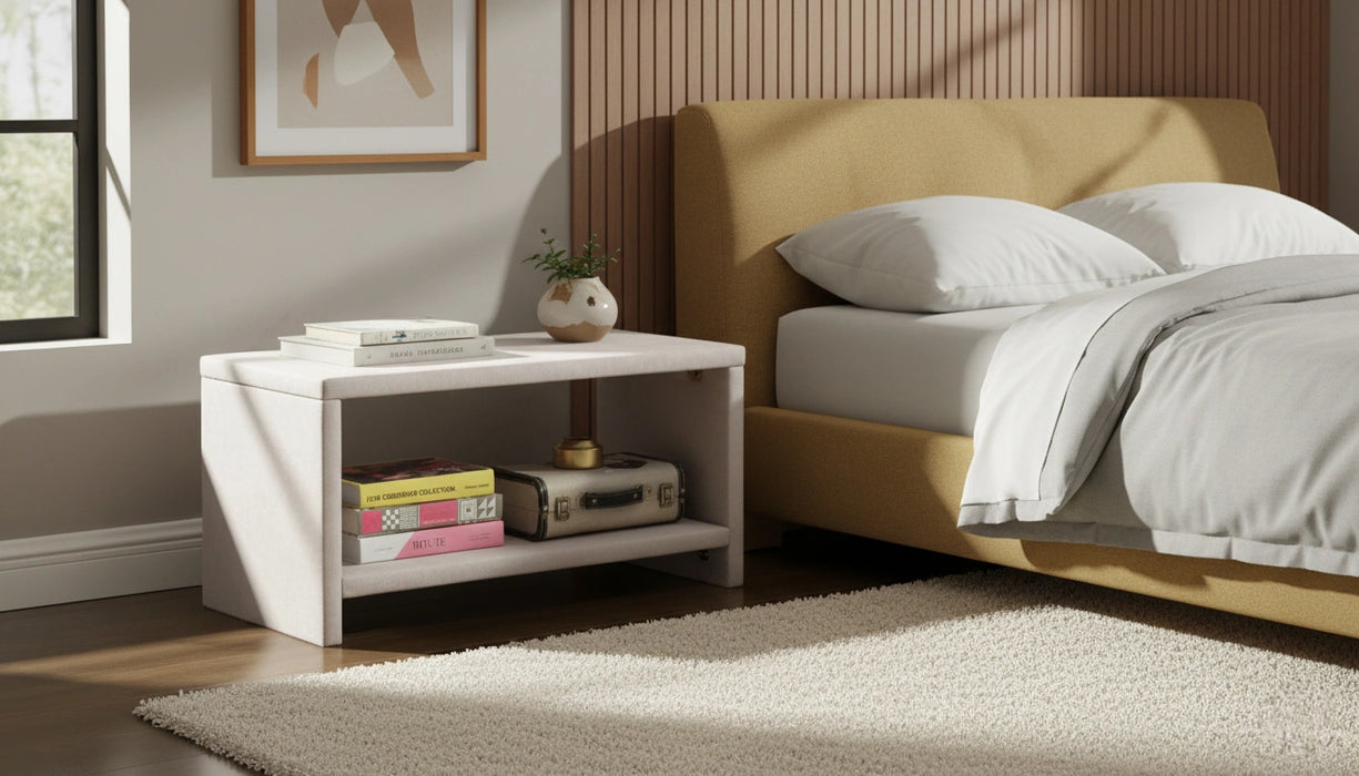 Cleo Cream Velvet Night Stand
