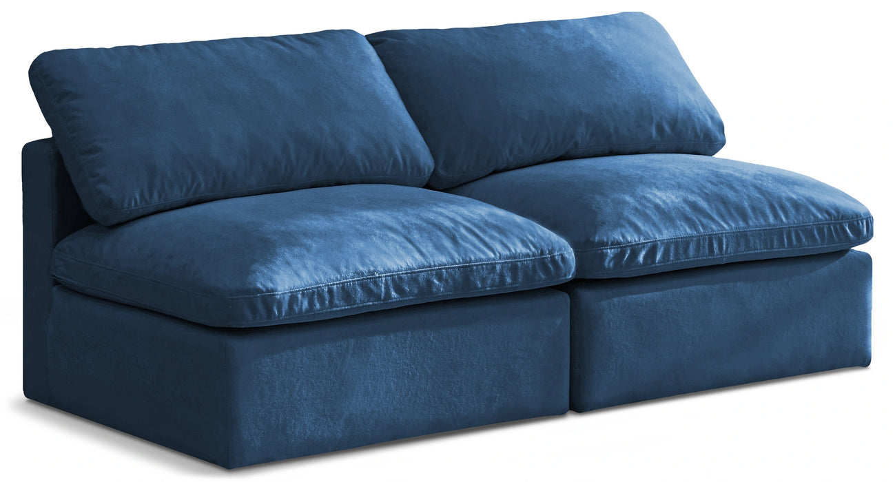 Plush Navy Velvet Standard Cloud Modular Sofa