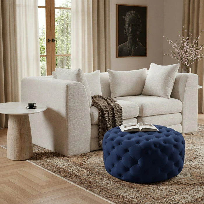 Addison Navy Velvet Ottoman/Bench