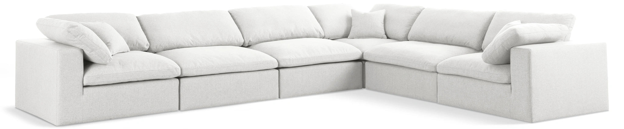 Serene Cream Linen Fabric Deluxe Cloud Modular Sectional