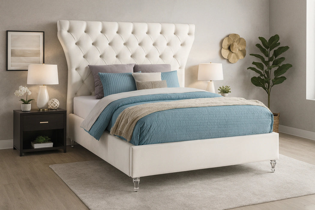 Kira Cream Velvet King Bed