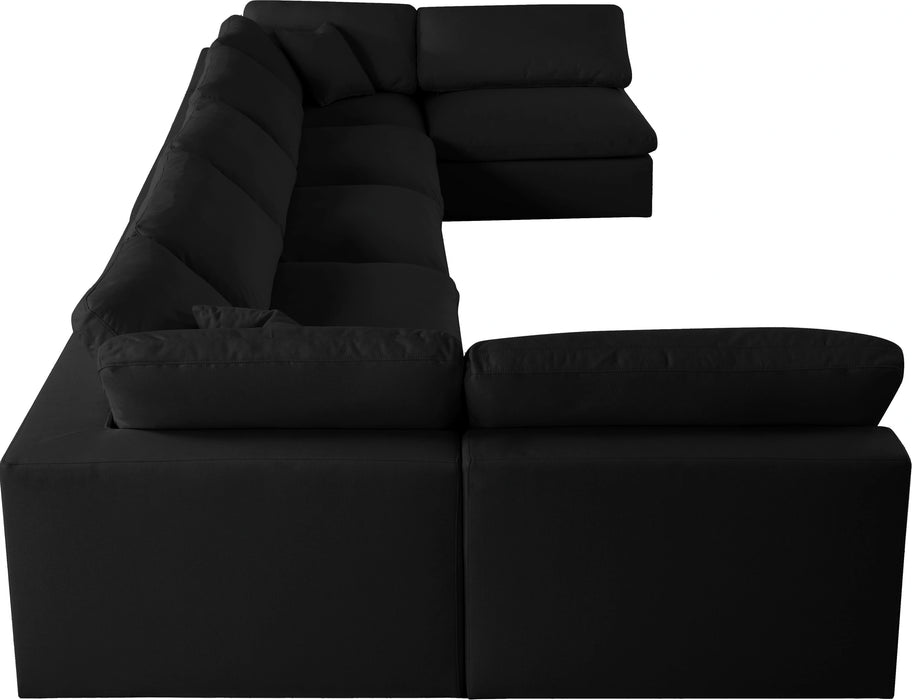 Serene Black Linen Fabric Deluxe Cloud Modular Sectional