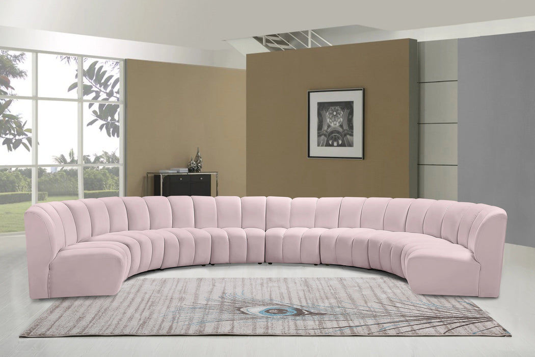 Infinity Pink Velvet 8pc. Modular Sectional