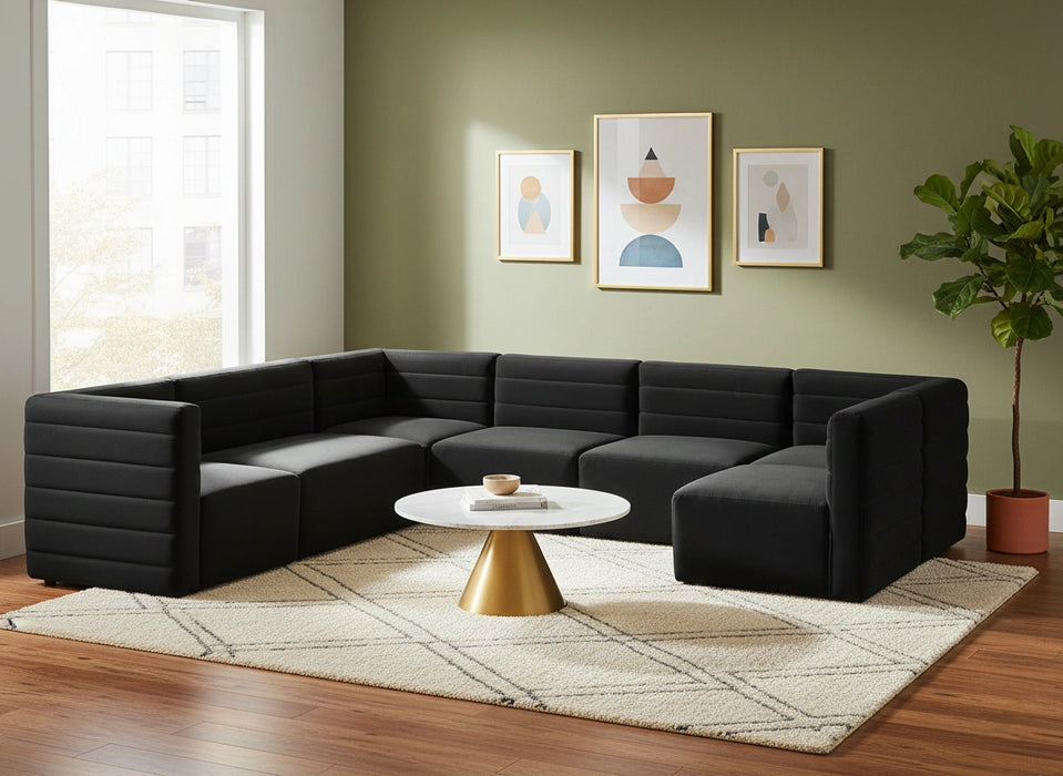 Quincy Black Velvet Modular Sectional