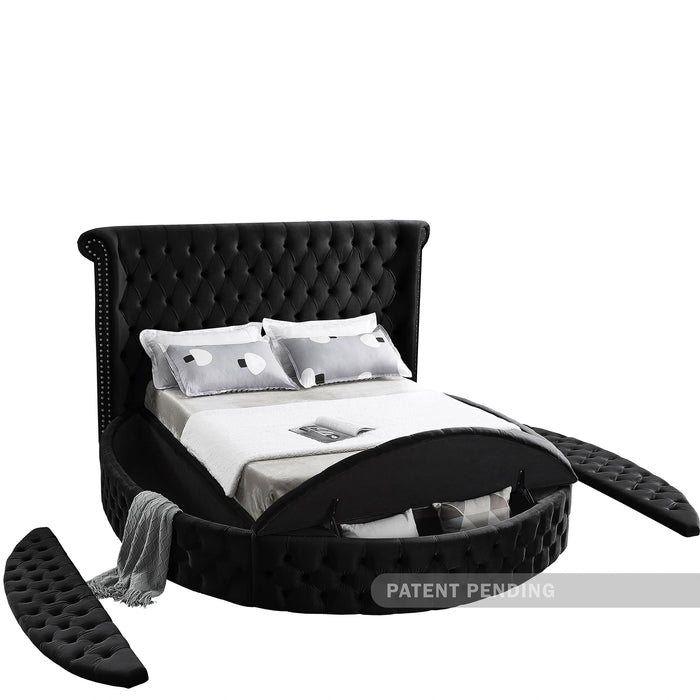 Luxus Black Velvet King Bed (3 Boxes)