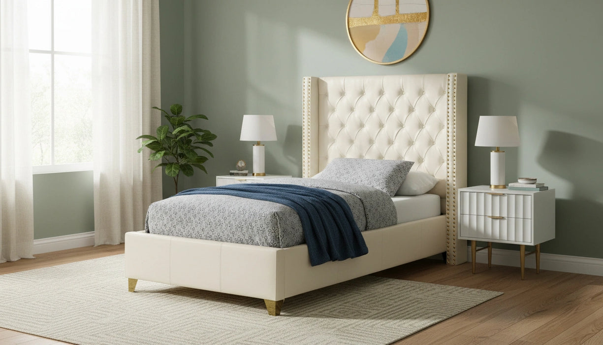 Soho White Bonded Leather Twin Bed