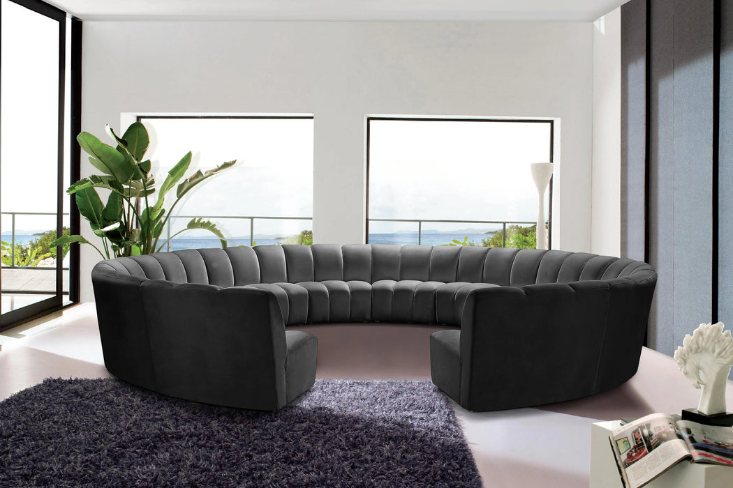 Infinity Grey Velvet 12pc. Modular Sectional