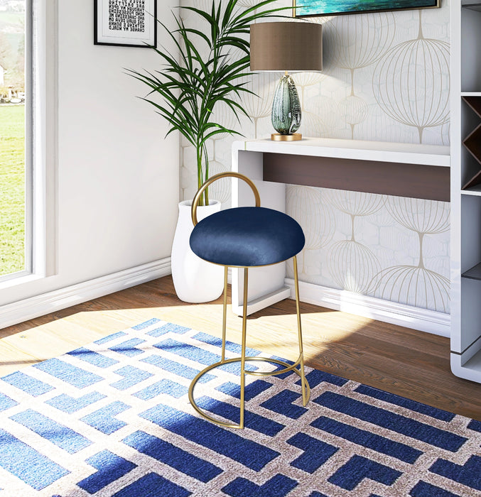 Ring Navy Velvet Counter Stool