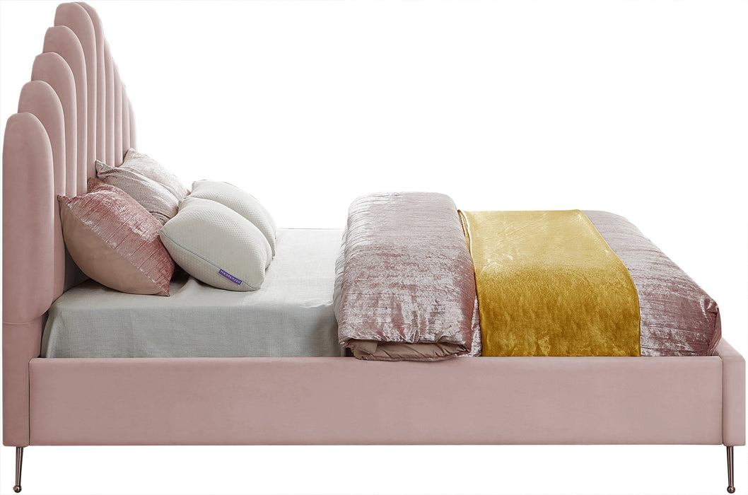 Lily Pink Velvet King Bed