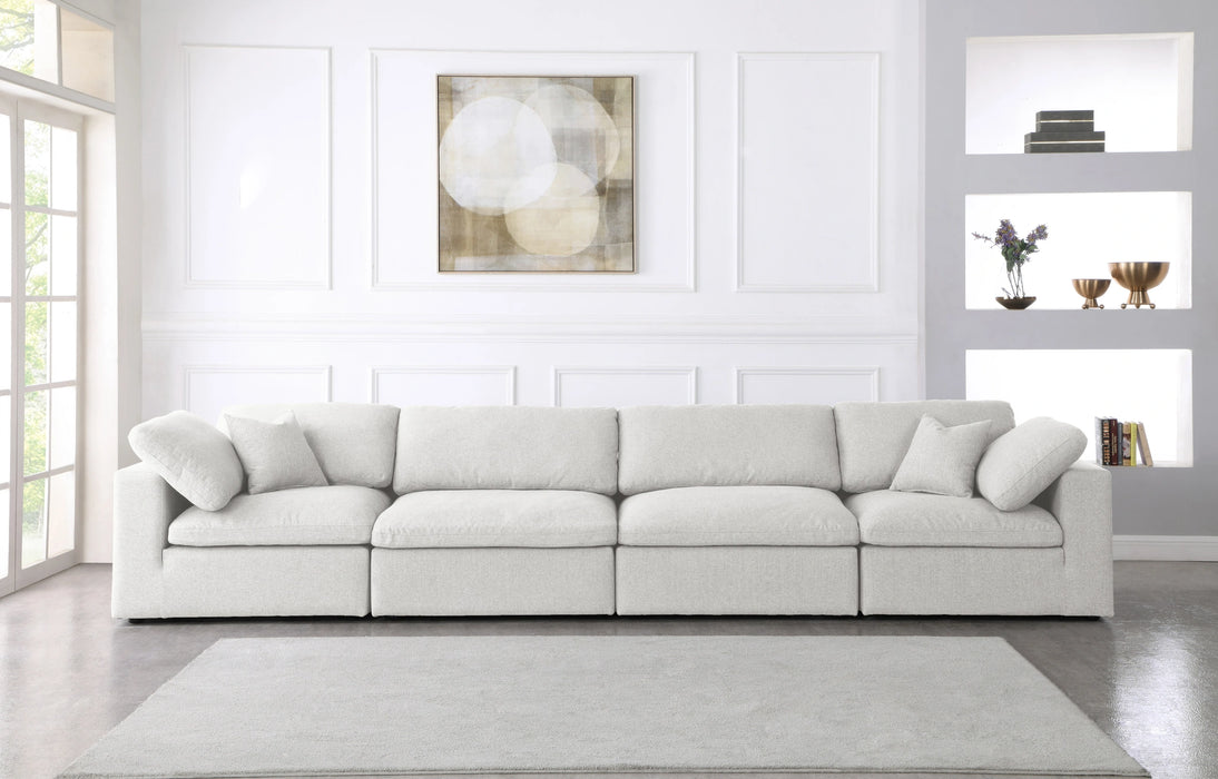 Serene Cream Linen Fabric Deluxe Cloud Modular Sofa