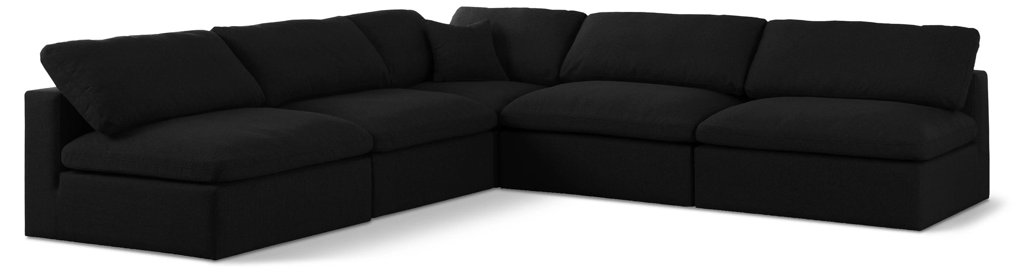 Serene Black Linen Fabric Deluxe Cloud Modular Sectional