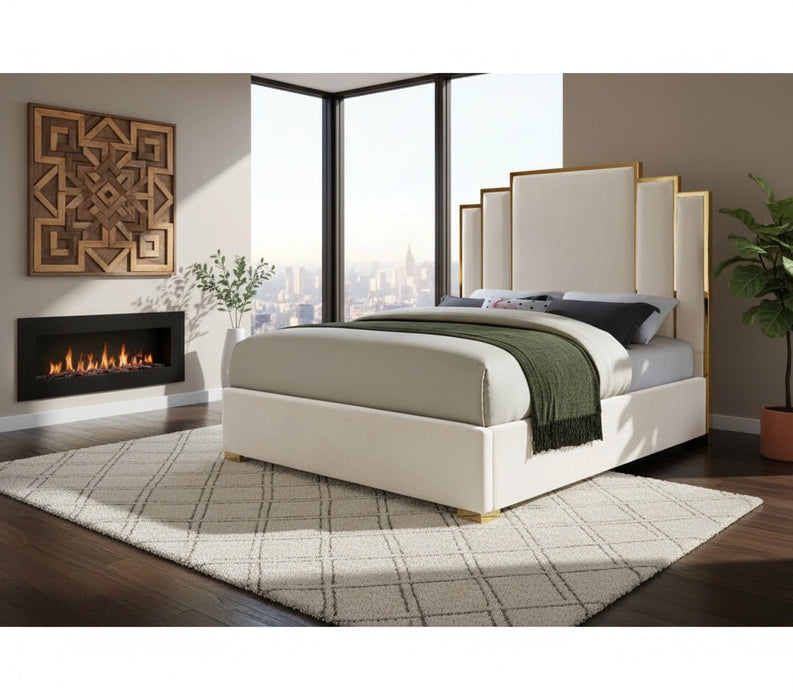Hugo Cream Velvet King Bed