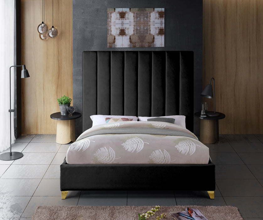 Via Black Velvet Full Bed