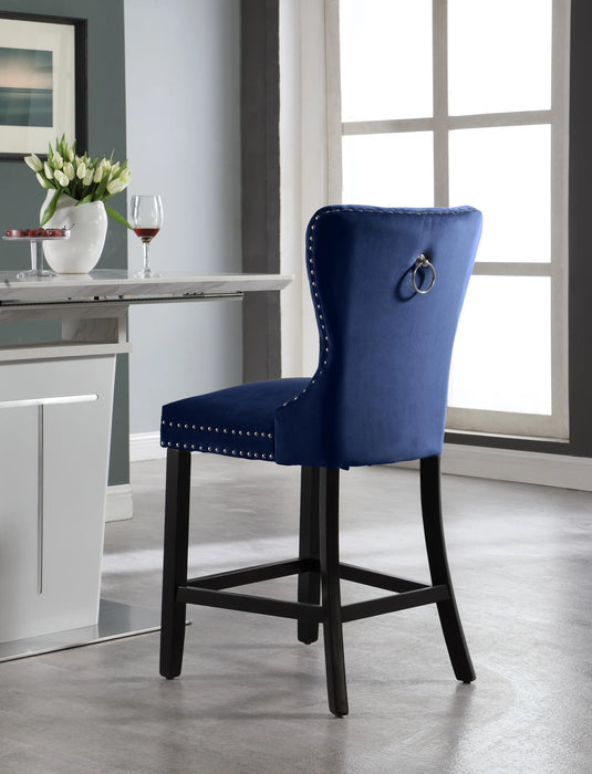 Nikki Navy Velvet Stool