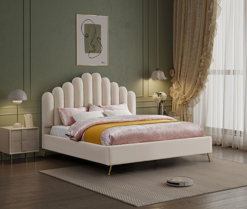 Lily Cream Velvet King Bed
