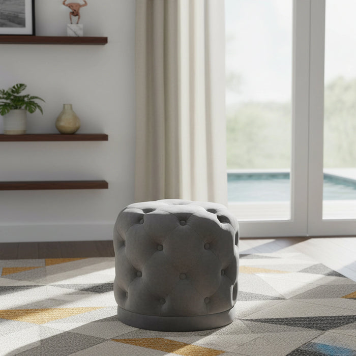 Harper Grey Velvet Ottoman/Stool