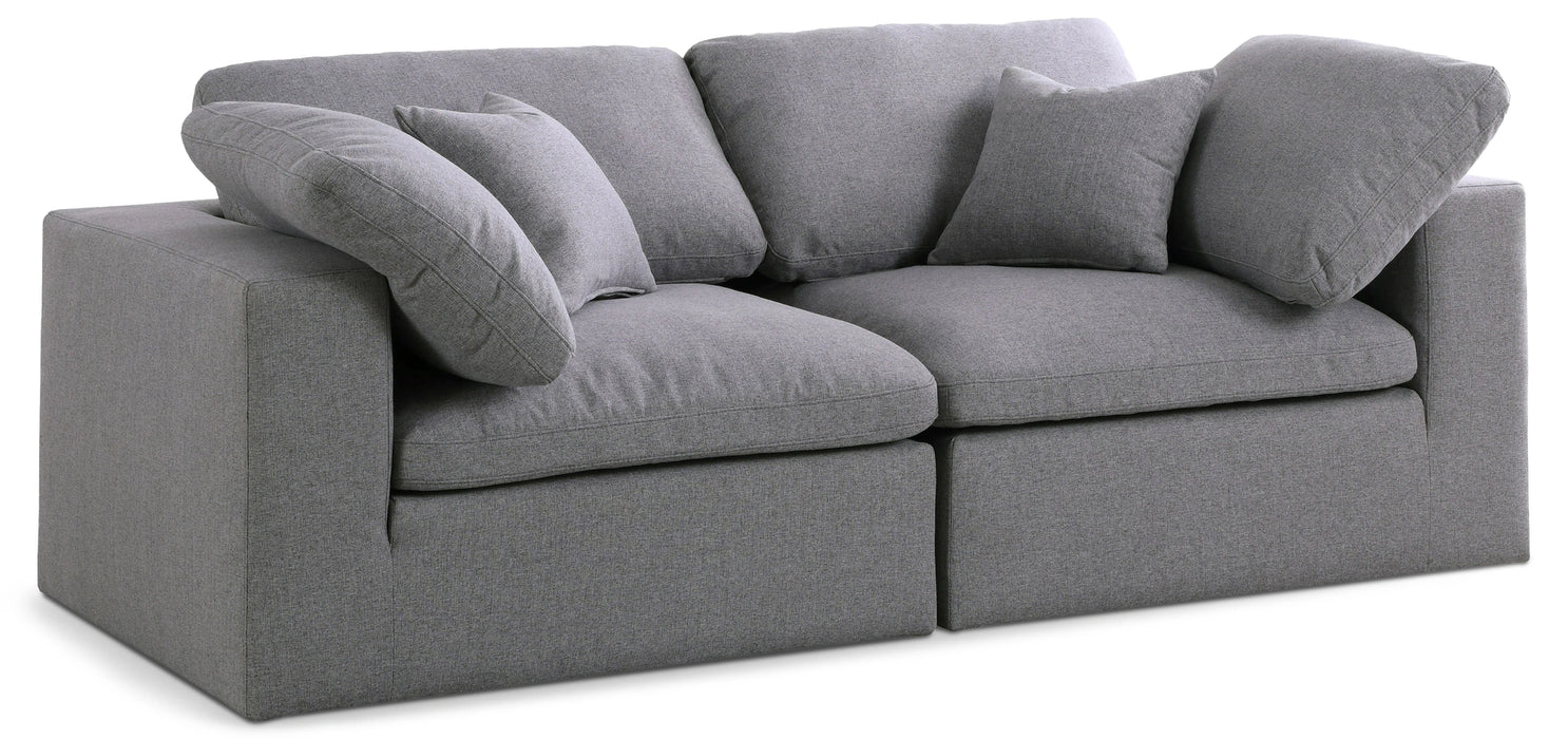Serene Grey Linen Fabric Deluxe Cloud Modular Sofa