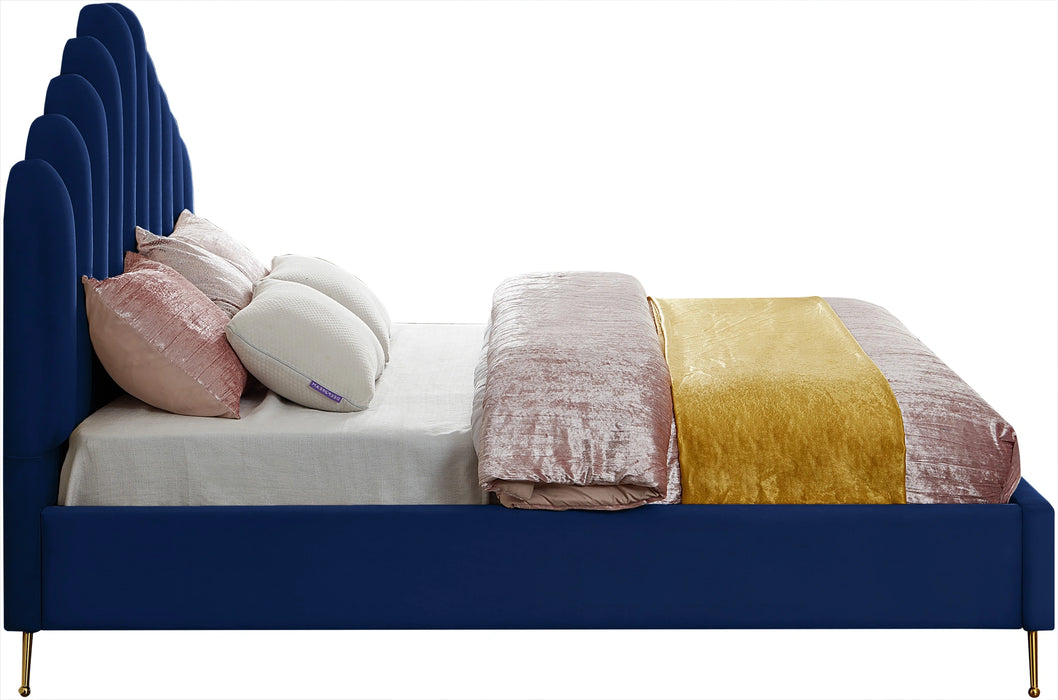 Lily Navy Velvet King Bed