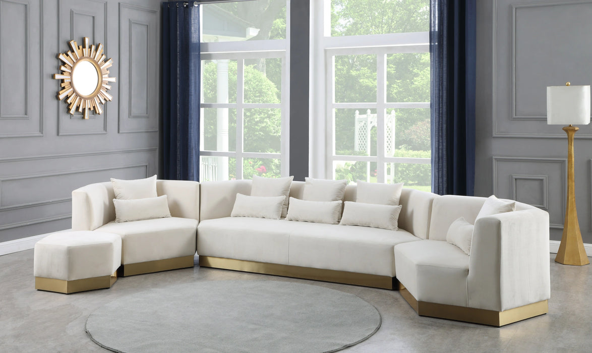 Marquis Cream Velvet Ottoman