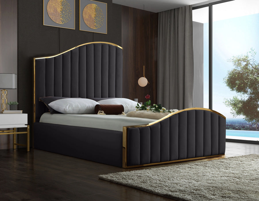 Jolie Grey Velvet King Bed (3 Boxes)
