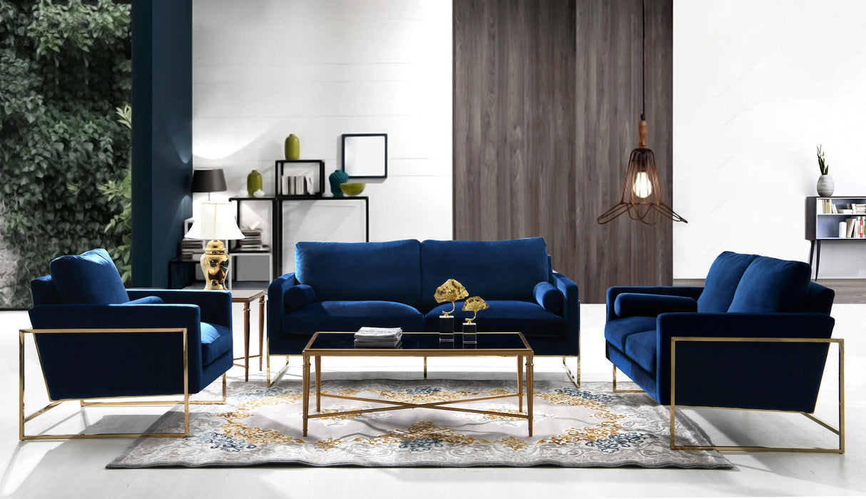 Mila Navy Velvet Loveseat
