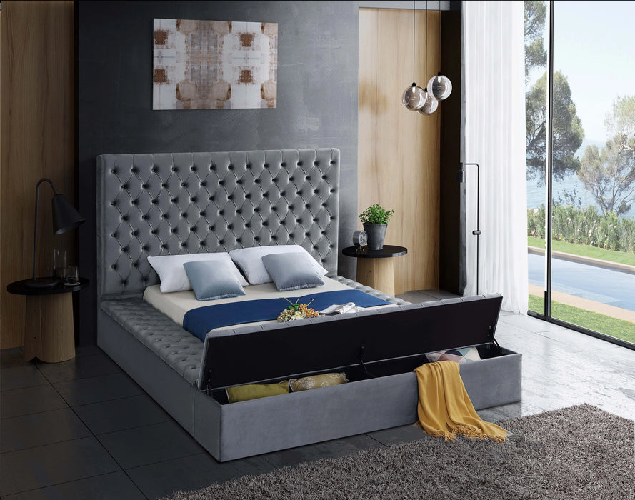 Bliss Grey Velvet King Bed (3 Boxes)