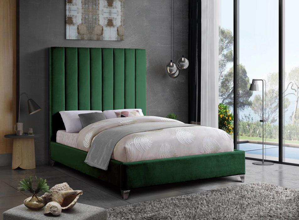 Via Green Velvet King Bed
