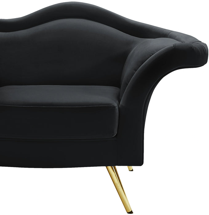 Lips Black Velvet Loveseat