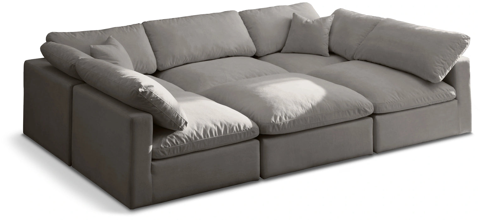 Plush Grey Velvet Standard Cloud Modular Sectional