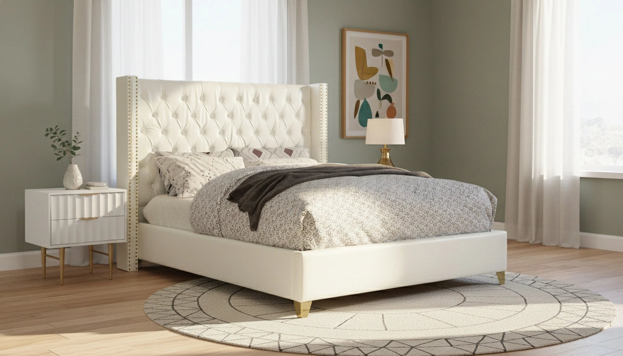 Soho White Bonded Leather Full Bed