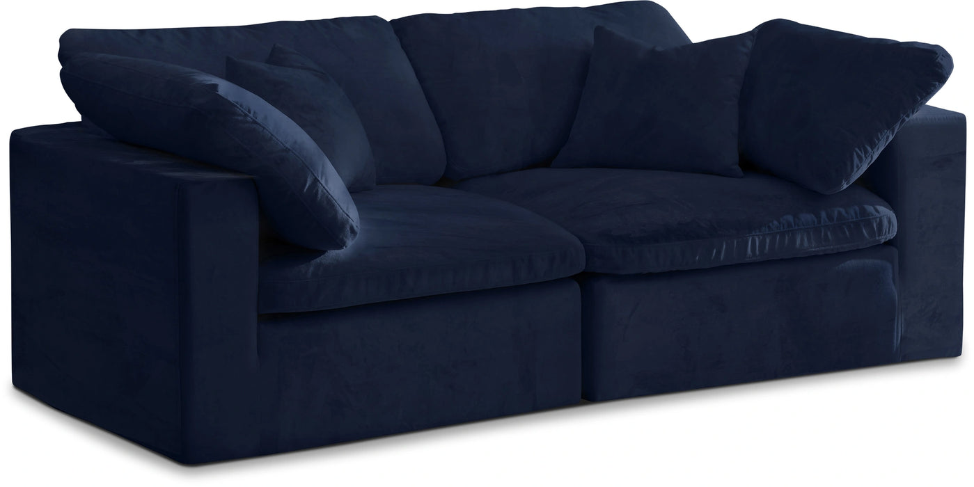 Cozy Navy Velvet Cloud Modular Sofa