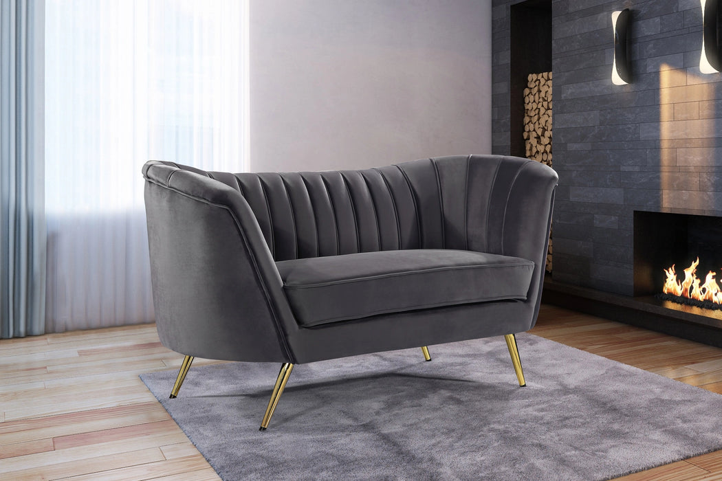 Margo Grey Velvet Loveseat