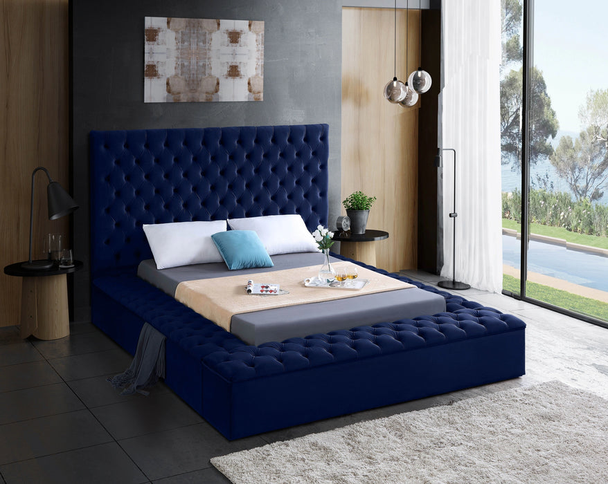 Bliss Navy Velvet Full Bed (3 Boxes)