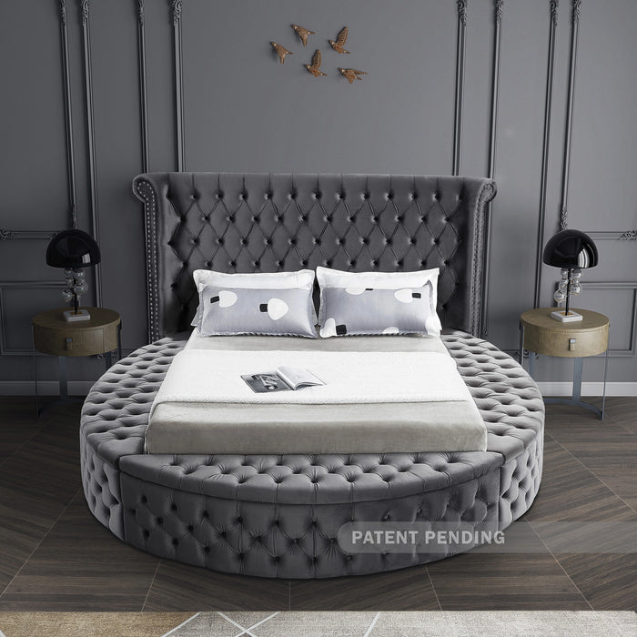 Luxus Grey Velvet King Bed (3 Boxes)